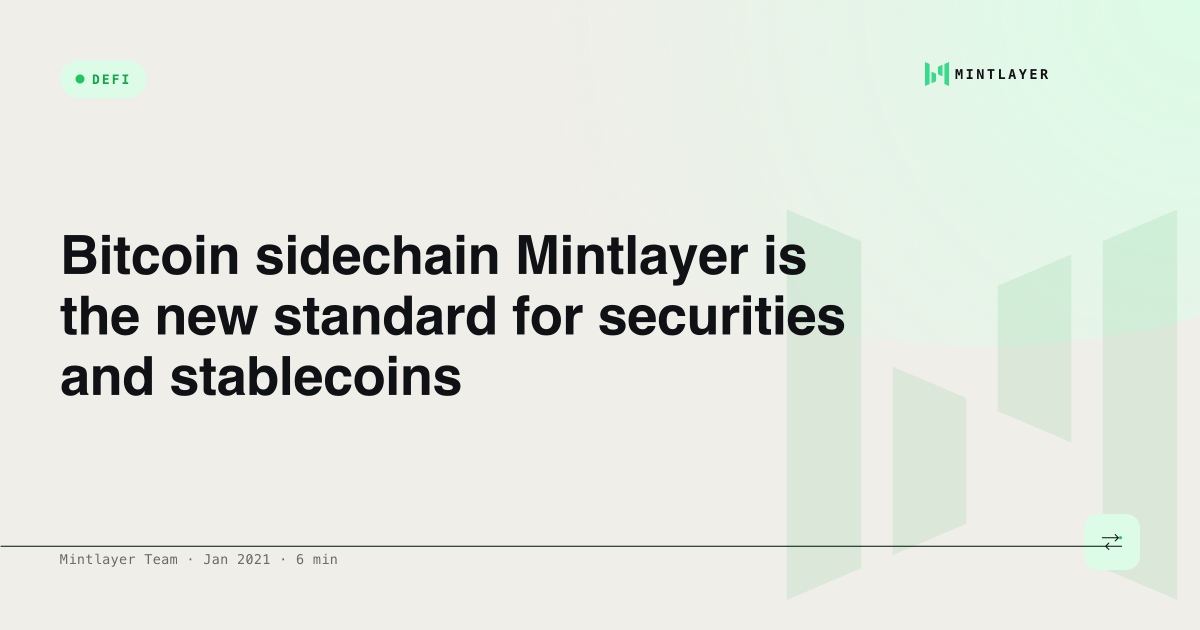 Bitcoin sidechain Mintlayer is the new standard for securities and stablecoins