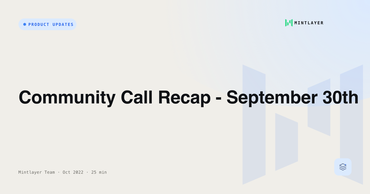 Community Call Recap - September 30th