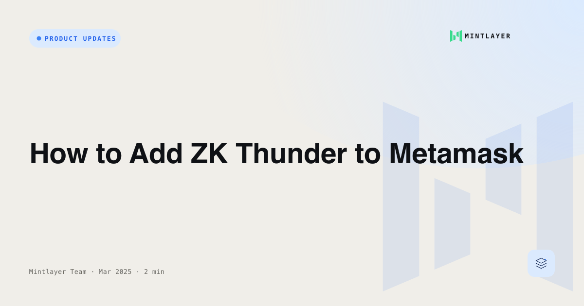 How to Add ZK Thunder to Metamask