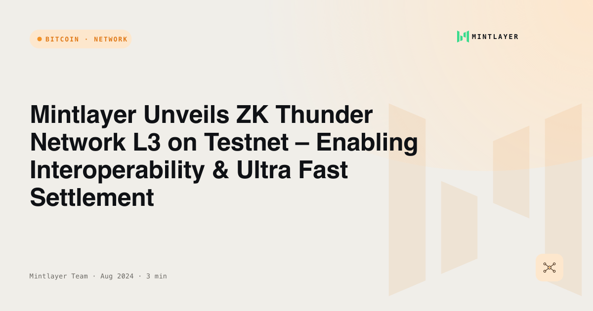 Mintlayer Unveils ZK Thunder Network L3 on Testnet – Enabling Interoperability & Ultra Fast Settlement