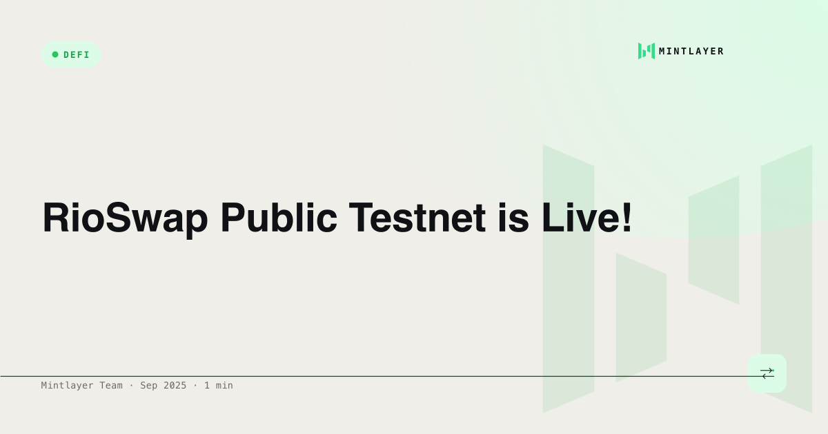 RioSwap Public Testnet is Live!